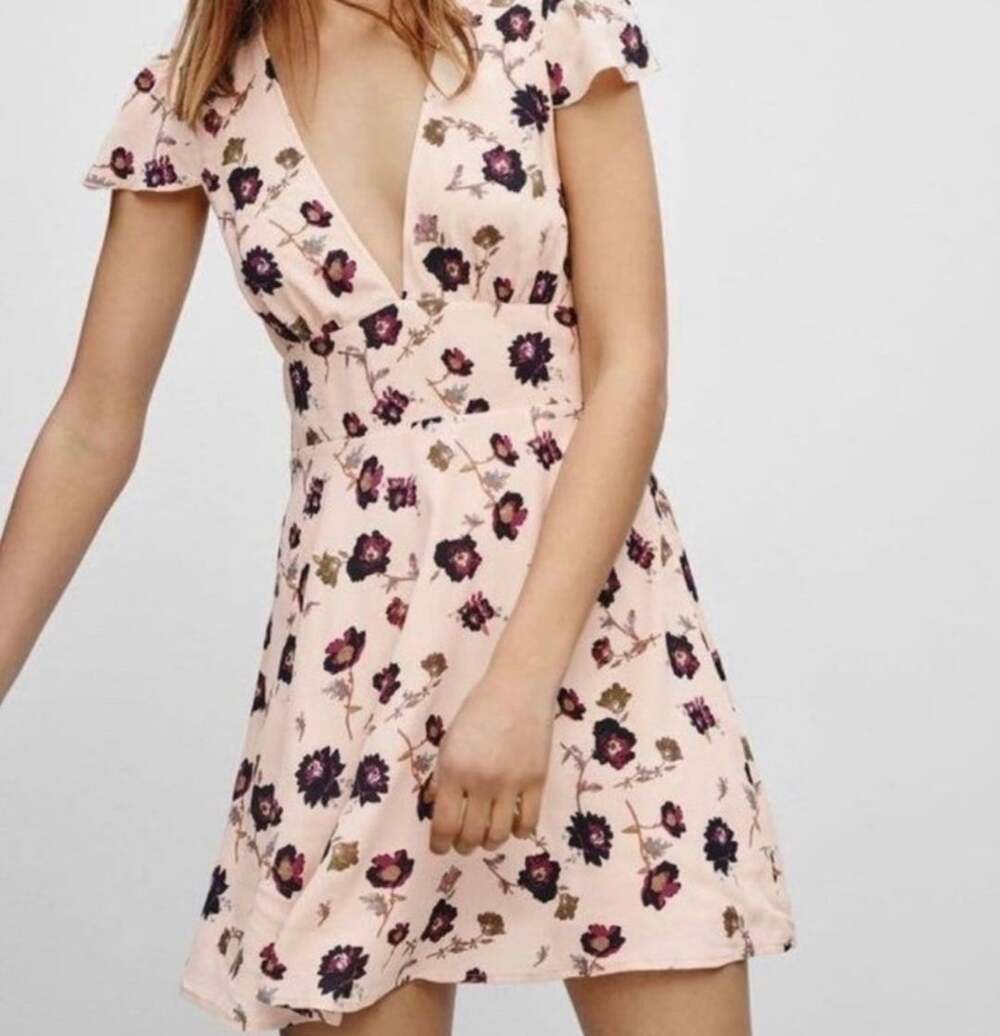 Sunday Best Rand Floral Dress Size 10 Pink V-Neck Cutout Back